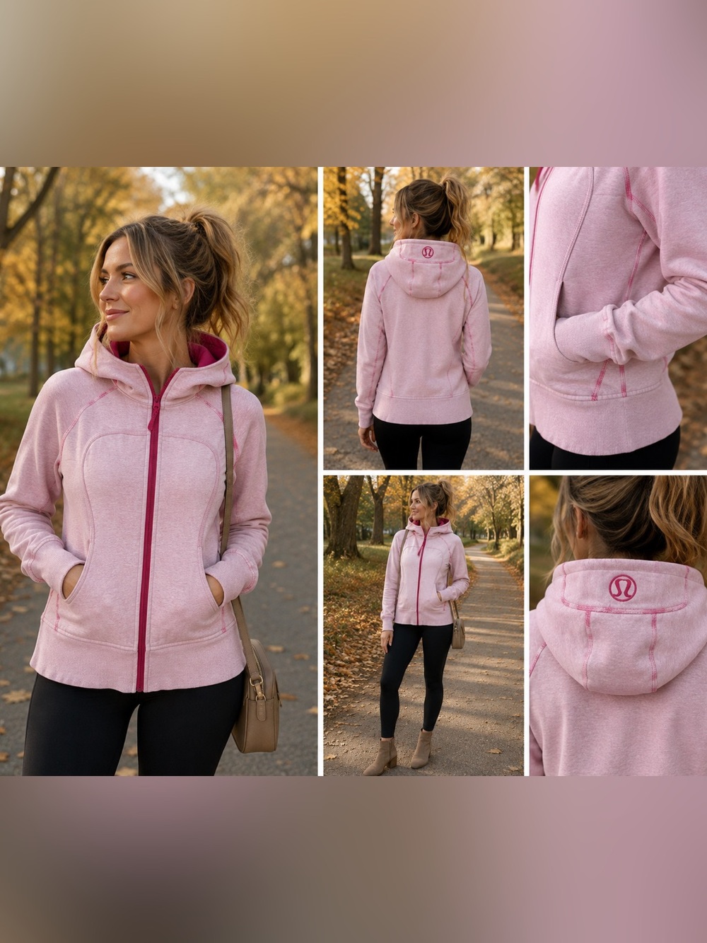 Lululemon Vintage Y2K Scuba Hoodie Pink Full Zip Size 12